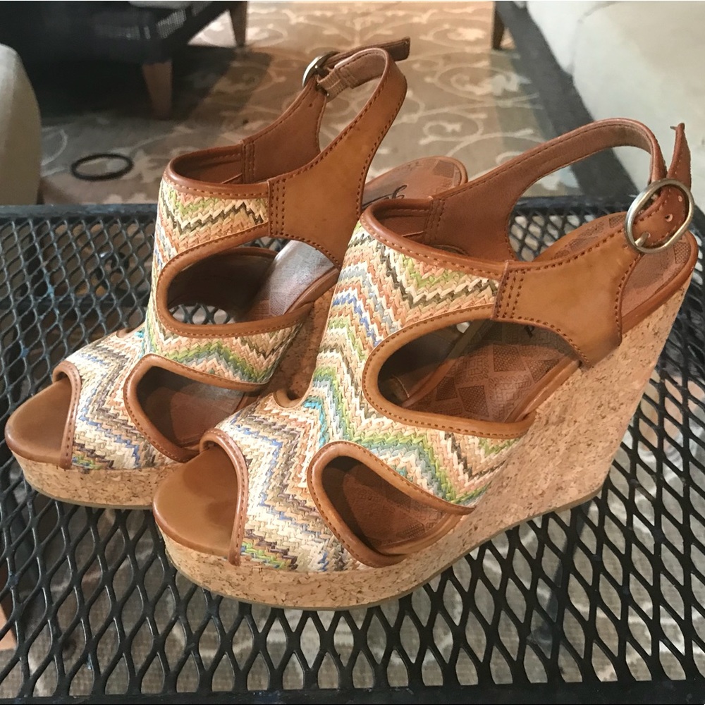 Lucky Brand Cork Wedge Sandals. Size 8M